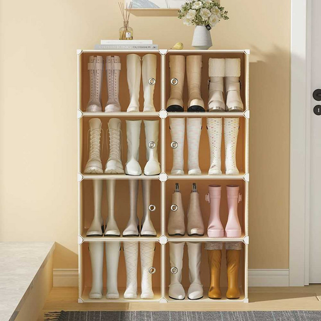 부츠 신발장 워커 장화 정리대 접이식 수납장 조립, 1열 4단 부트캐비닛 (화이트)