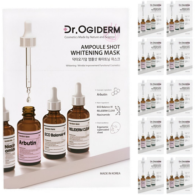 닥터오기덤 앰플샷 화이트닝 미백 마스크팩, 1개, 10개입