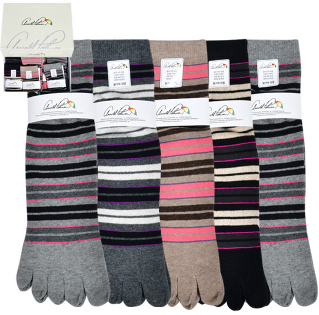 아놀드파마 스트라이프 디자인 숙녀 링글 파일 발가락 장목 양말0087os