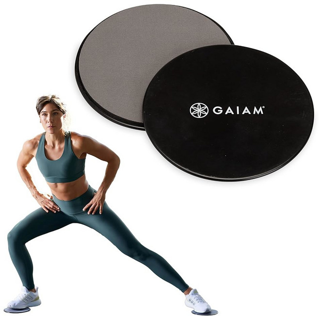 가이암 코어 슬라이딩 디스크 - 카펫 및 하드우드 바닥용 양면 운동 슬라이더 여성 남성용 홈 앱 패드 기구 피트니스 슬라이더 그레이/블랙, 1 EA, 1개