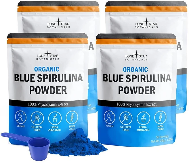 Lone Star Botanicals 유기농 블루 스피룰리나 파우더 - 100% 순수 청록 조류 비린내 냄새 없음 스무디 및 음료를 위한 비건 슈퍼푸드 GMO 프리 글루, 1개 - 쿠팡