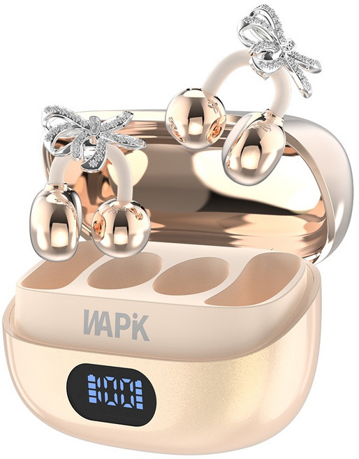 WAPIK 오픈형 무선 블루투스 이어폰 이어커프 귀찌 귀걸이형 고음질 Hi-Fi, 아이보리, R5