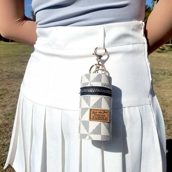 골프 가죽 2구 볼주머니 골프공 주머니 파우치 케이스 여성골프 가방, 엘핀 볼주머니 화이트, 1개