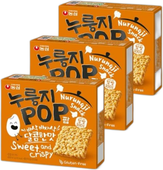 농심 누룽지팝 사무실 탕비실 편의점 간식, 3개, 142g