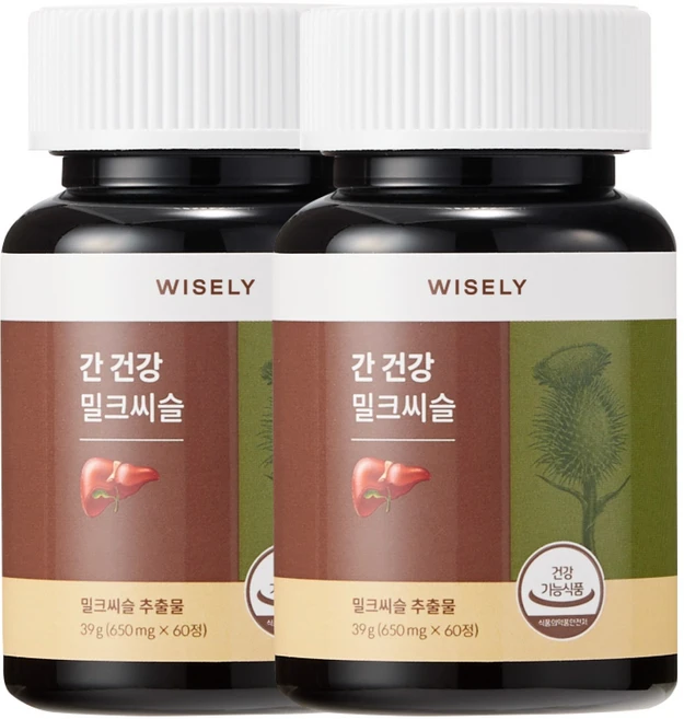 와이즐리 간건강 피로회복 밀크씨슬 비타민B군 7종(2개월분), 2세트, 60정 - 쿠팡
