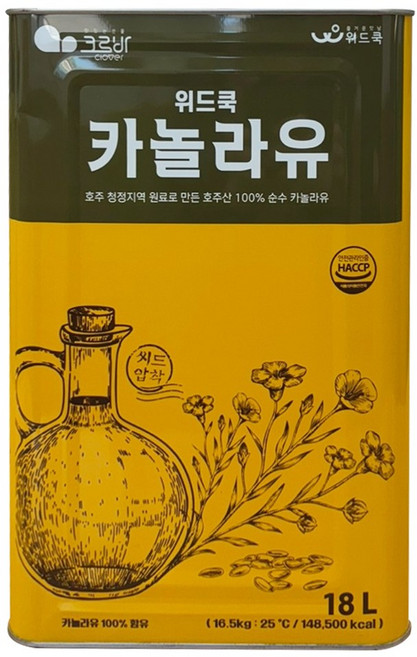 위드쿡 카놀라유 업소용 식자재, 1개, 18L