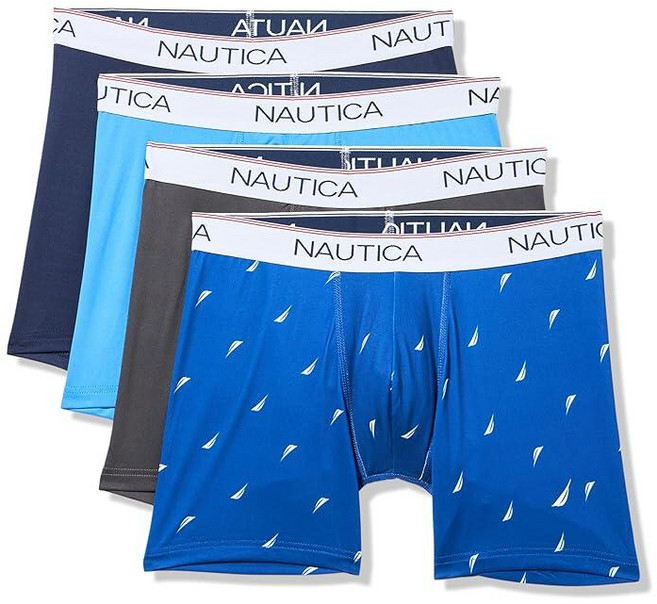 Nautica 노티카 남성용 스트레치 마이크로 복서 브리프 4팩 블랙/화이트/리드/Nautica 레드 스몰_168892
