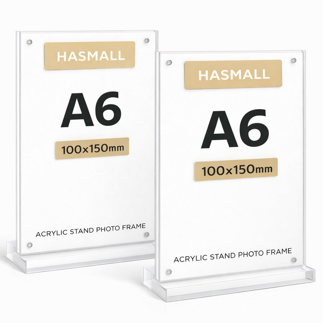 하스몰 투명 아크릴 전시 홍보 사진 스탠드 액자, 2개, 투명색