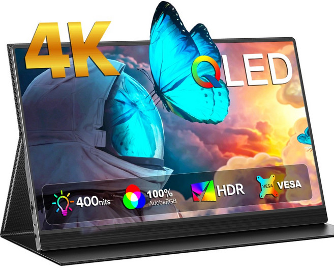 에비크 4K UHD DEX 포터블 100%AdobeRGB HDR 휴대용 모니터, 39.62cm, 블랙-노터치