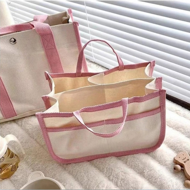 캔버스 기저귀 가방 이너백 세트, 핑크