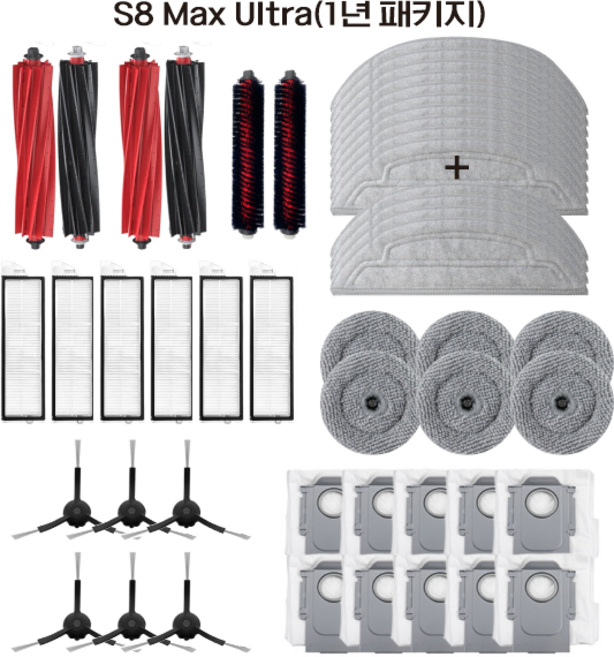 호환 로보락 소모품 부품 S8 Max Ultra 모델 청소용품 6개월 12개월 패키지 구성품, 1개, 6개월구성품