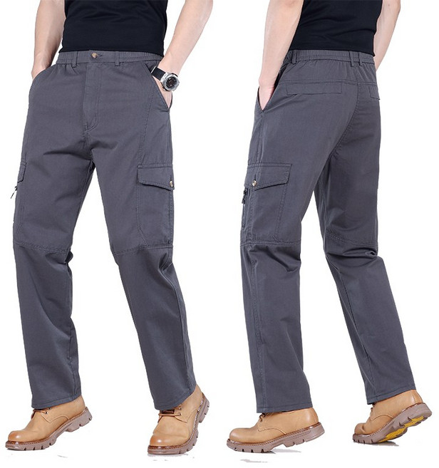 남자 100% 면 스판 밴딩 카고 일자 작업복 팬츠 빅사이즈 봄가을룩 612