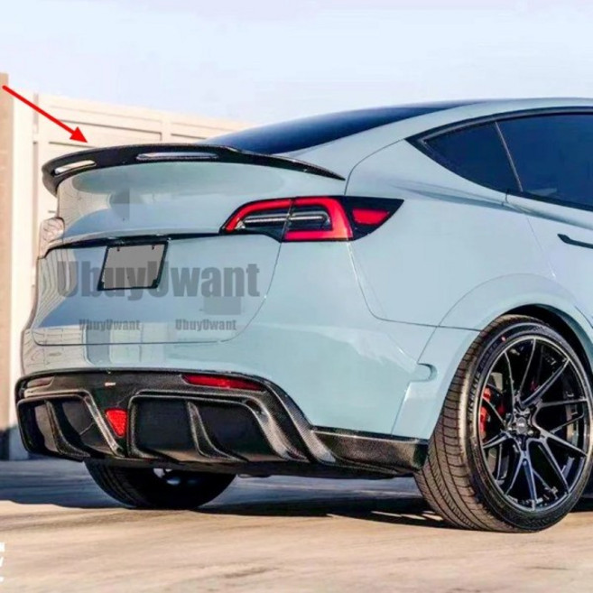 테슬라 모델 Y 뒷 트렁크 리드 윙 탄소 섬유 자동차 플랩 트림 Decklid 스플리터 립 RT 스포일러 2021-2023, 02 Gloss Black