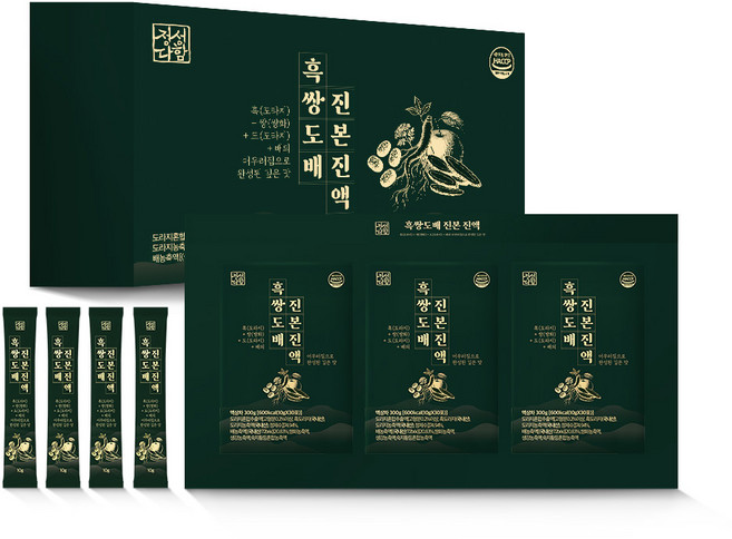 구증구포 100% 국산 흑도라지로 만든 흑쌍도배 진본진액 스틱, 90팩, 10g