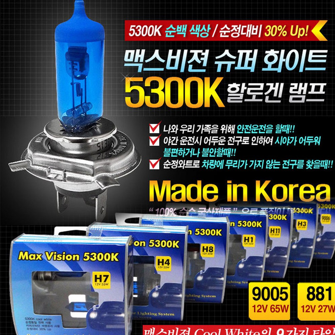 주닉스 (2개1세트) 백색 맥스비젼 차량 할로겐 램프 전구 전조등 안개등 12V 55W h1 h3 h4 h7 h8 880 881 9005 9006 hb3 hb4, 맥스비젼(2개1세트)-H11