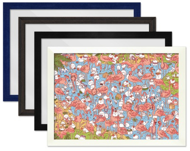 몰랑 홍학과 더불어 살아요 퍼즐 300P+슬림우드 액자 세트, 화이트, 화이트, 1개