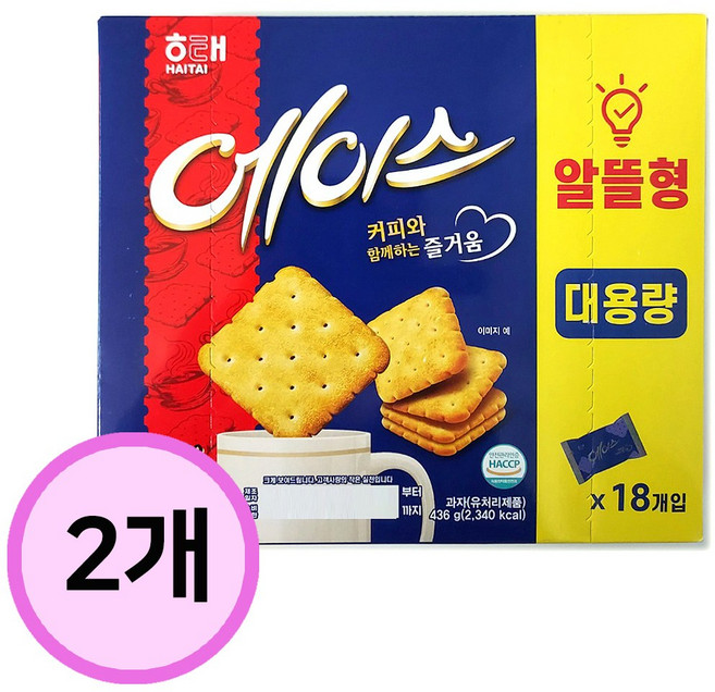 해태에이스 과자 알뜰형 대용량, 436g, 2개