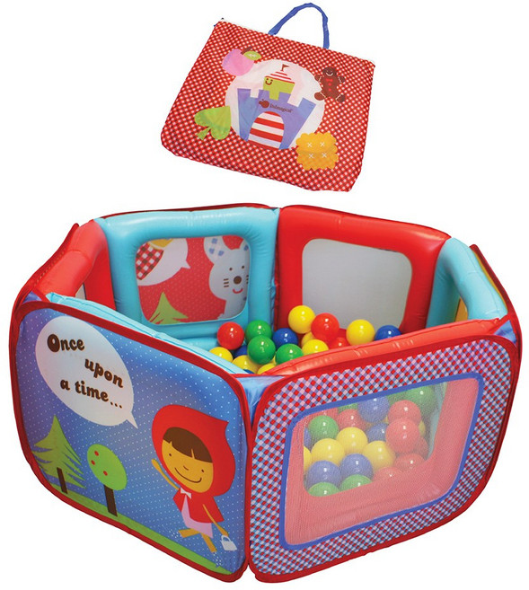 Vibebe 贈彩球100顆 台灣製 兒童安全遊戲球池, 1個, 小紅帽氣墊球屋（附彩球）, 紅色