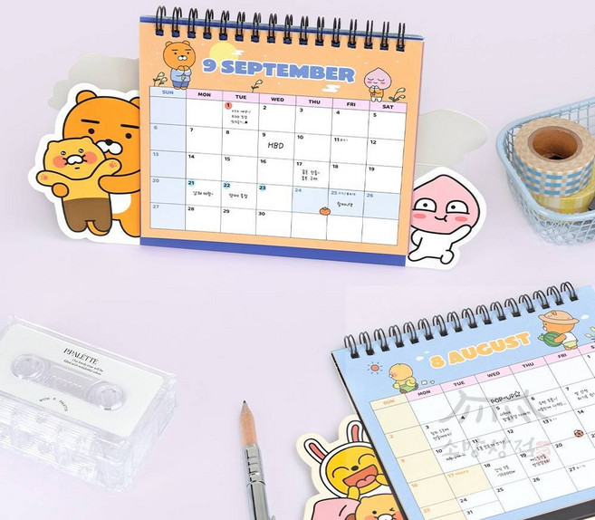 소망상회 카카오프렌즈 2026 형태 탁상 캘린더 캐릭터캘린더, 핑크