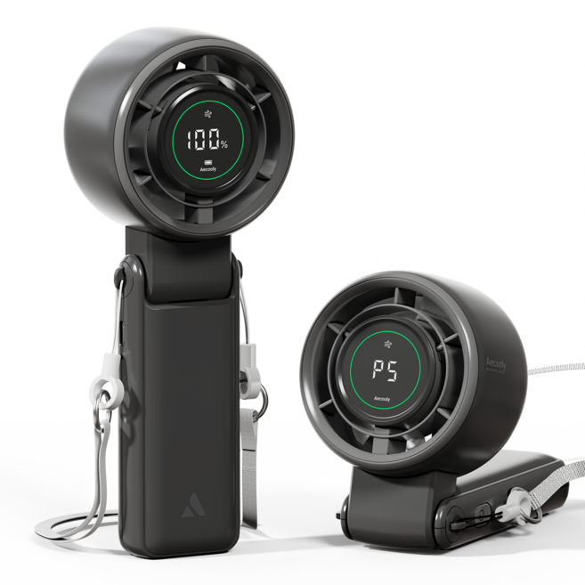 애쿨리 휴대용 선풍기 각도조절 미니 무선 접이식 핸디형 저소음 손선풍기, PB02, 블랙