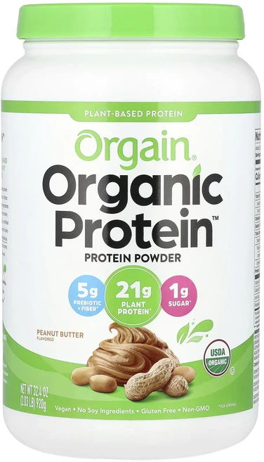 새해 건강을 선물하세요 Orgain 유기농 단백질 분말 식물성 땅콩버터 920g(2.03lb) 특별관리진행, 1, 920g - 쿠팡