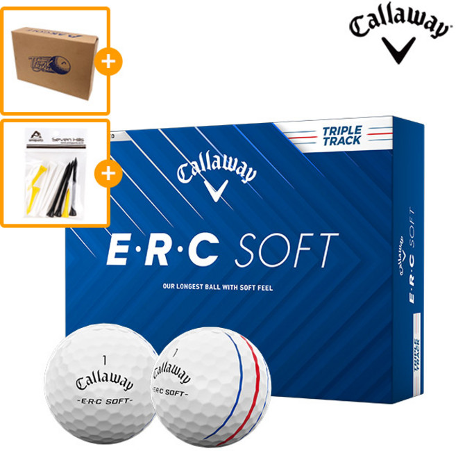 캘러웨이 2025 ERC 소프트 트리플트랙 3피스 골프공 박스 포장 한국캘러웨이골프 정품, 1개, 12개입, 트리플트랙 화이트+골프티