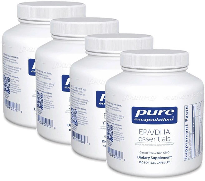 퓨어인캡슐레이션 에센셜 피쉬오일 오메가 소프트젤 Pure Encapsulations EPA DHA, 4개, 180정 - 쿠팡