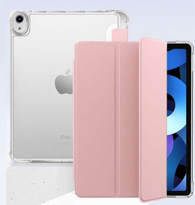 모할랩 아이패드 클리어 애플펜슬 수납홀더 케이스 + 다꾸 스티커, 02 핑크