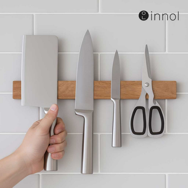 이놀 쉐프마스터 아카시아 원목 자석 칼걸이 칼꽂이 칼블럭, 1개, WOOD 30cm [EW038]