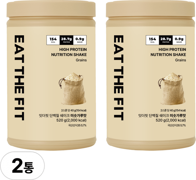 잇더핏 단백질 쉐이크 대용량(미숫가루맛), 2개, 520g