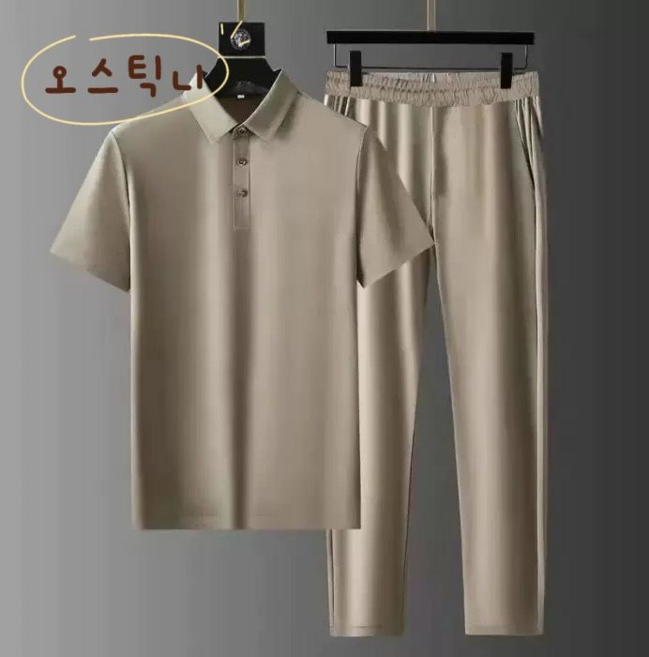 오스틱니 남성 여름 초특가 일상 사무 통근용 반팔 티셔츠 세트