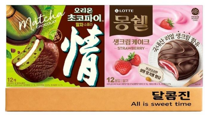 [달콤진] 초코파이 말차쇼콜라 12P + 몽쉘 딸기 12P, 2개, 408g