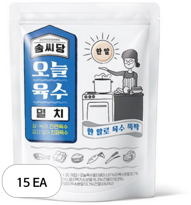 팔도 솜씨당 오늘 육수 멸치, 105g, 15개