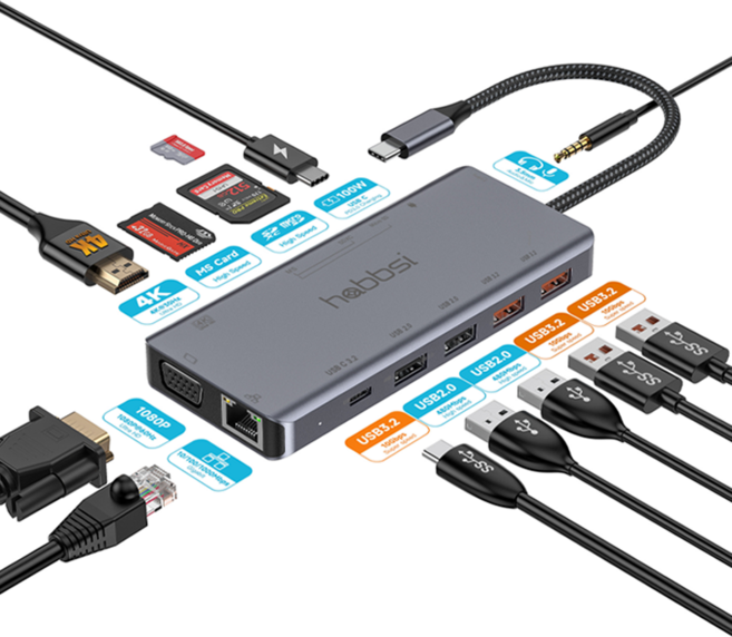 햅시 3세대 100W USB C타입 13in1 멀티허브 도킹스테이션, 1개