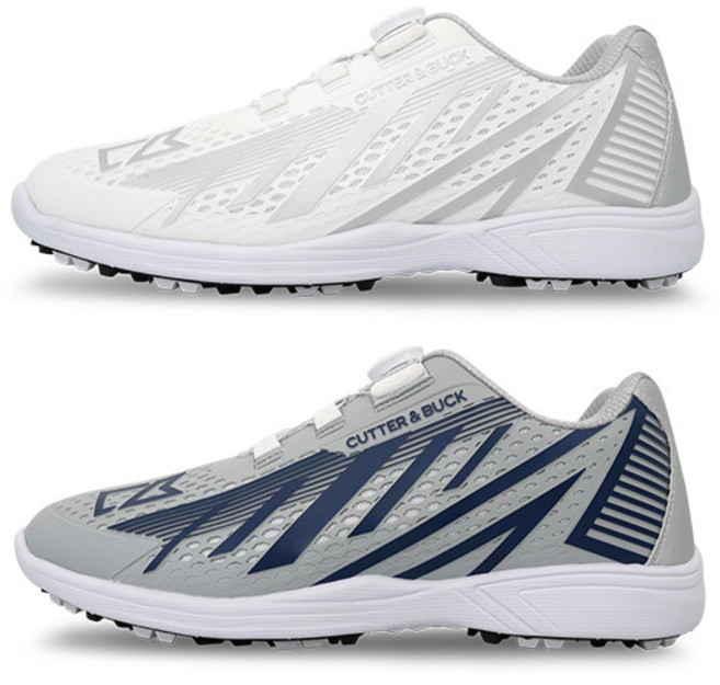 커터앤벅 남성 사선패턴 스파이크리스 골프화 - CBM5AGS112