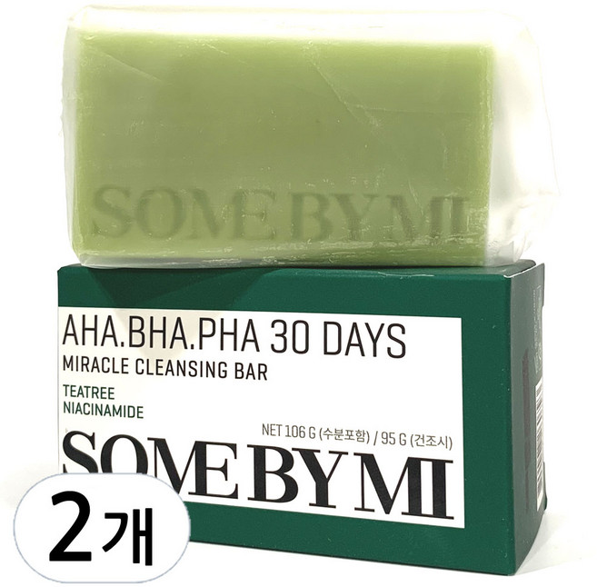 썸바이미 아하 바하 파하 30 데이즈 미라클 클렌징 바, 106g, 2개, 1개입