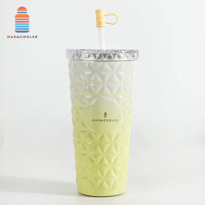 웜쿨러 보온보냉 대용량 콜드컵 스트로우 텀블러, 1개, 700ml, 옐로우