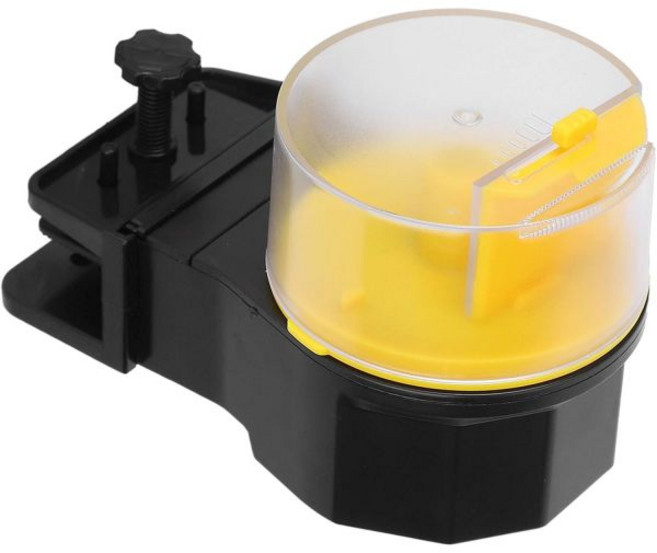 자동 어류 급이기 편리 내구성 안정 건조 과립 및 부서지기 쉬운 먹이 디스펜서 배터리 미포함 소유자용 (노란색), 노란색