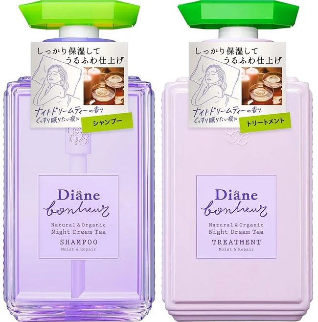다이안 보누르 샴푸 & 트리트먼트 [나이트 드림 티의 향기] 모이스트 & 리페어 500ml×2 유기농 무첨가, 1개 - 쿠팡