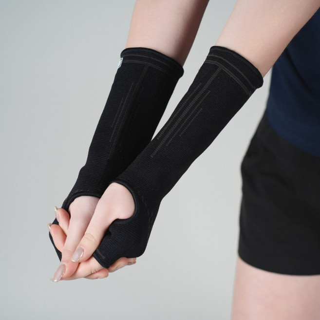 윈어블 암슬리브 2P 배구 농구 배드민턴 팔 보호대 손등커버 손목형 블랙, 손등커버형 블랙, 1세트