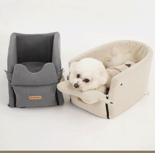 강아지 콘솔카시트 반려견 애견 카시트 강아지차시트 파르미, 이동가방미포함 그레이(직사각형)