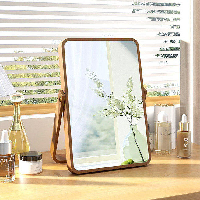 트리오즈 감성 인테리어 원목 거울 화장대 탁상거울, 우드