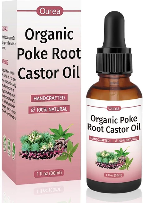 Poke Root 캐스터 오일 유기농 - 29.6ml(1액량 온스) - 림프 지원 마사지 액체 종기 섬유종 낭종 림프절 부기 유방 및 관절 건강 천연 심부 조직 완화, Poke Root 캐스터 오일 유기농 - 29.6ml( - 쿠팡