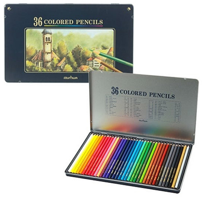 문화 넥스프로 틴케이스 색연필 36색, 1개