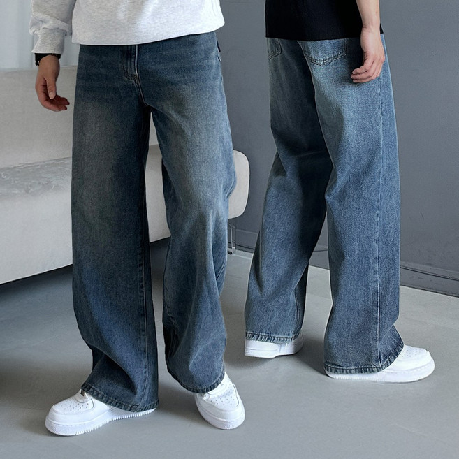 남자와이드청바지 데일리 워싱 데님 빅사이즈 통팬츠 빈티지