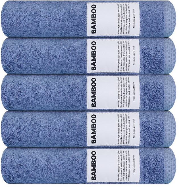 송월타월 선라이즈 프리미엄 뱀부타월 250g, 블루, 5개