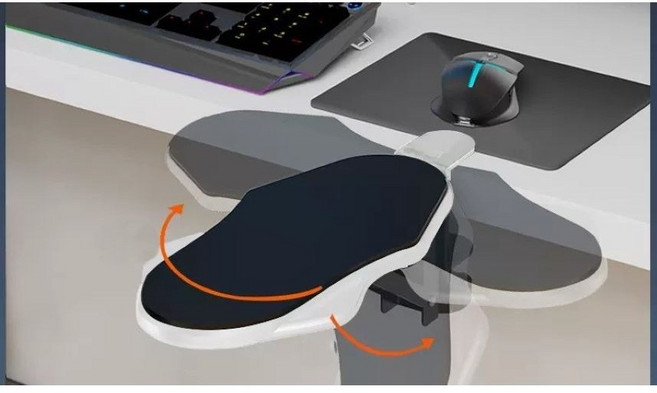 까마느 책상 팔 받침대 무타공 접이식 손목 팔꿈치 쿠션 패드, 흰색, 1개