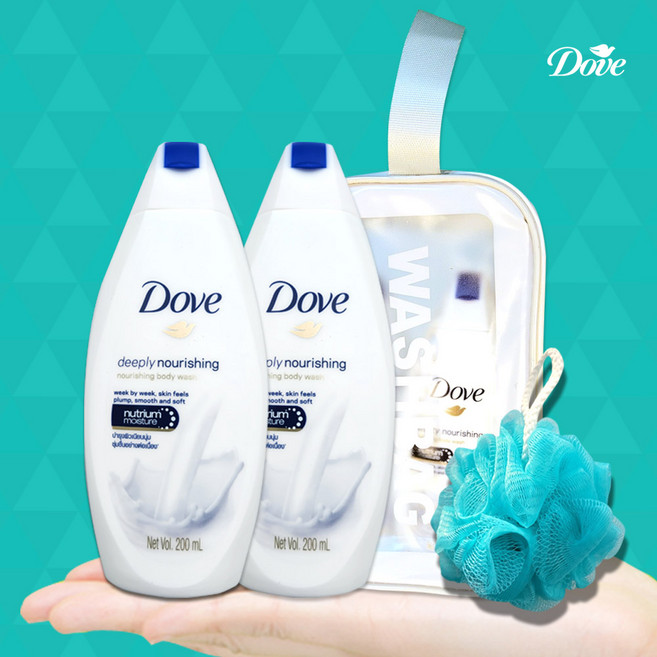 도브 휴대용 헬스장 바디워시 200ml x2개 + 파우치가방 세면도구세트