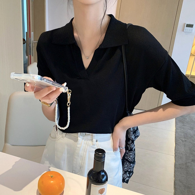 메이킹유 오픈카라넥 반팔 무지 C531노스타니트