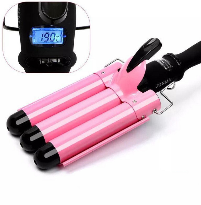 HE-9 달걀 롤 스틱 인스턴트 헤드 액정 컬링 아이언 3 튜브 작은 컬링 아이언 물 리플 3 막대 전기 컬링 아이언, 28MM